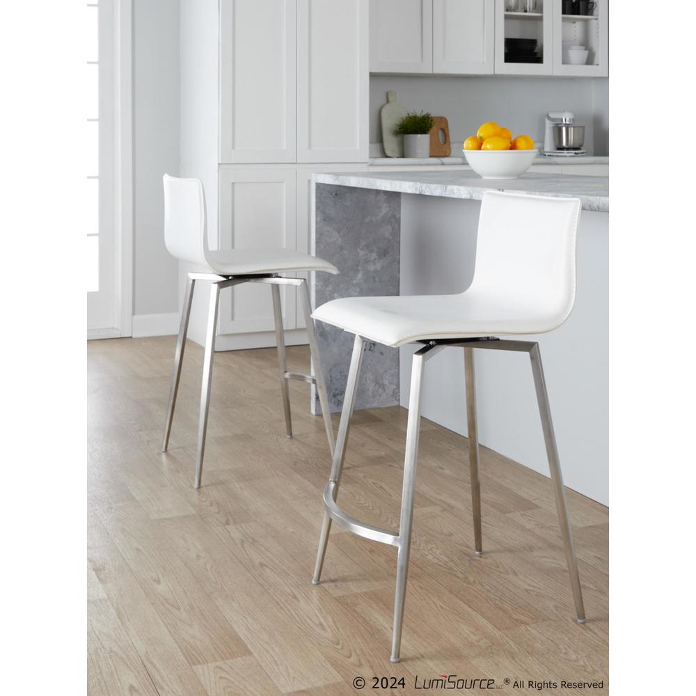 Silver Mara Upholstered 26" Fixed-Height Counter Stool - Set of 2. Picture 9