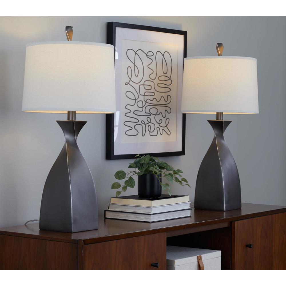 Grey Curvo 30" Polyresin Table Lamp - Set of 2. Picture 6