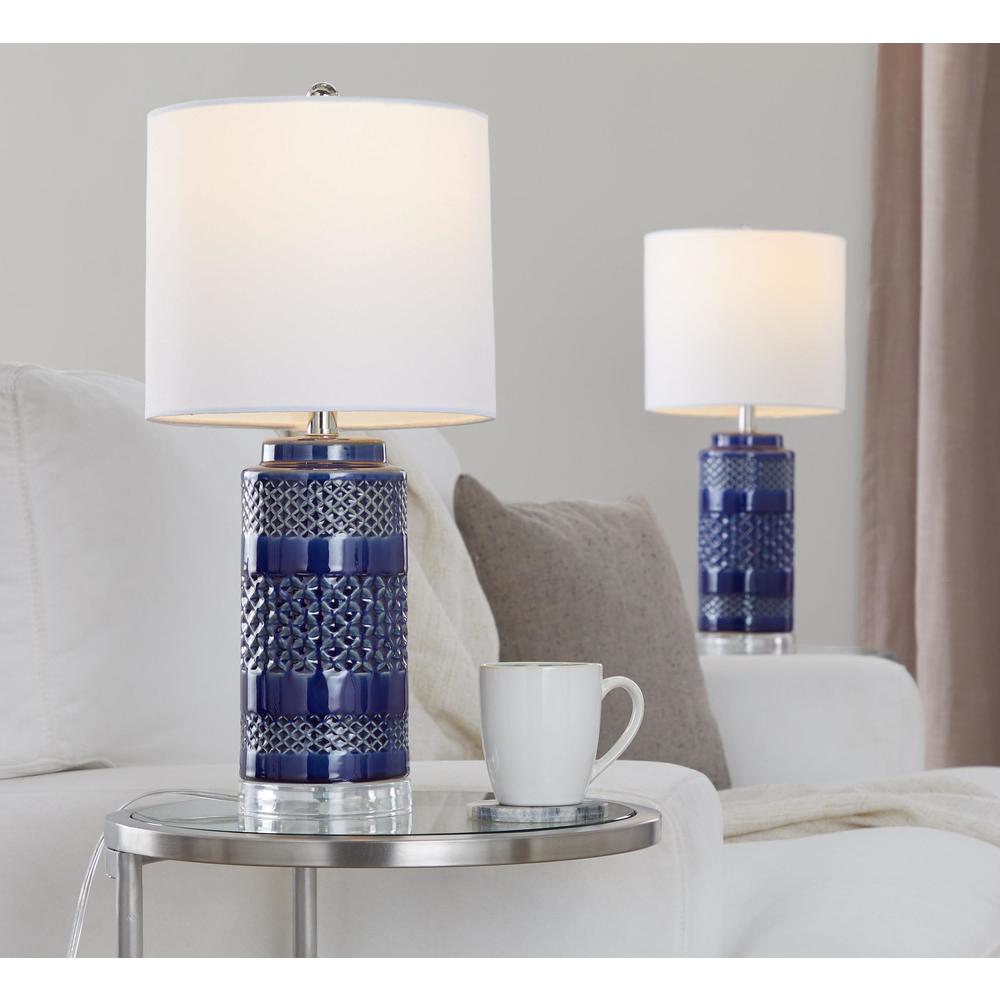 Blue Casa 21" Ceramic Table Lamp - Set of 2. Picture 7