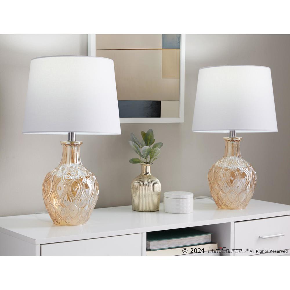 Beige Gloria Round 20" Glass Accent Lamp - Set of 2. Picture 7