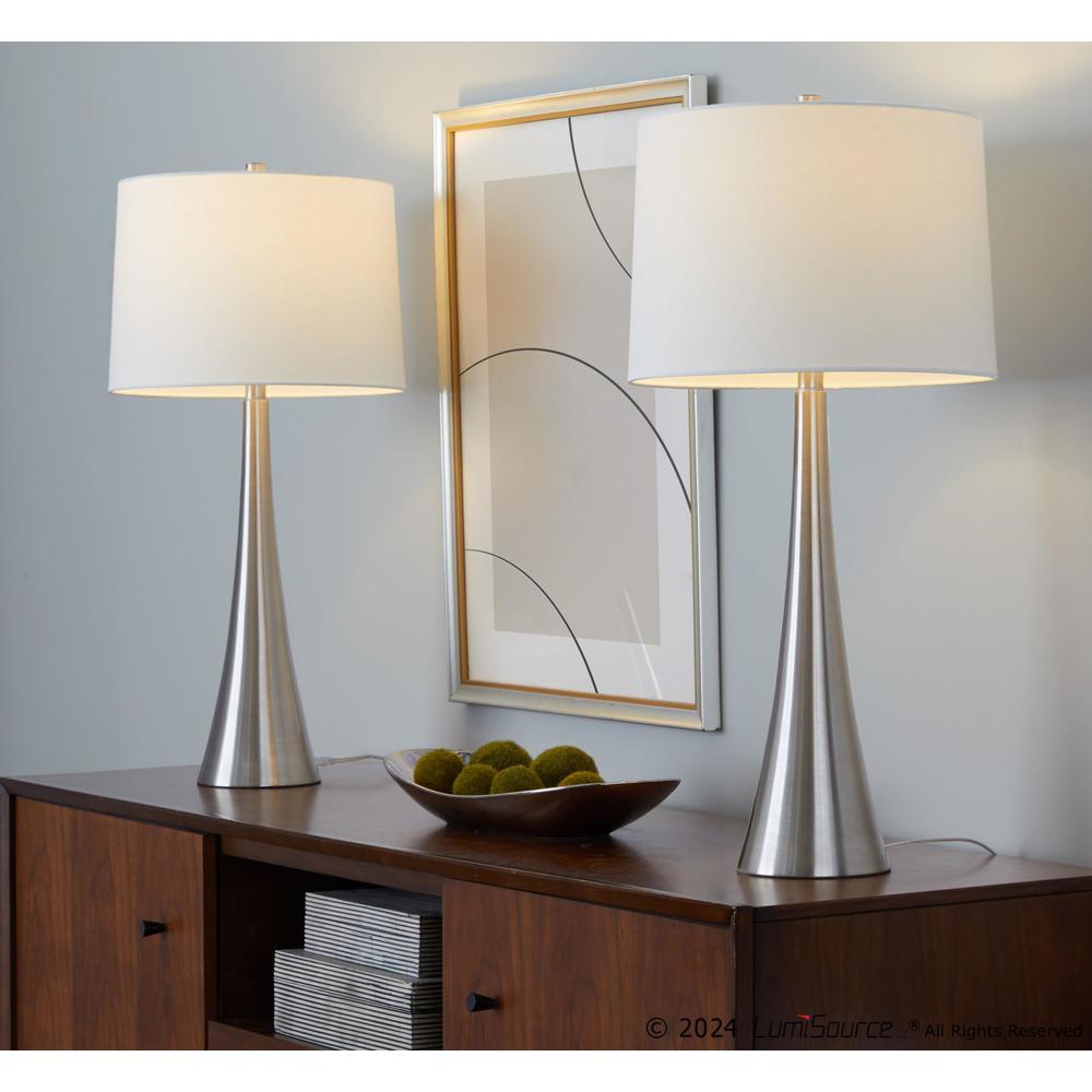Brushed Nickel, White Linen Diana 29" Metal Table Lamp - Set of 2. Picture 4