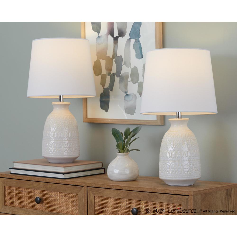 White Claudia 20" Ceramic Accent Lamp - Set of 2. Picture 4