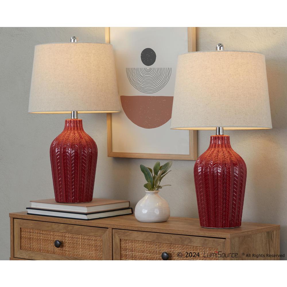 Red Rockwell 23" Ceramic Table Lamp - Set of 2. Picture 4