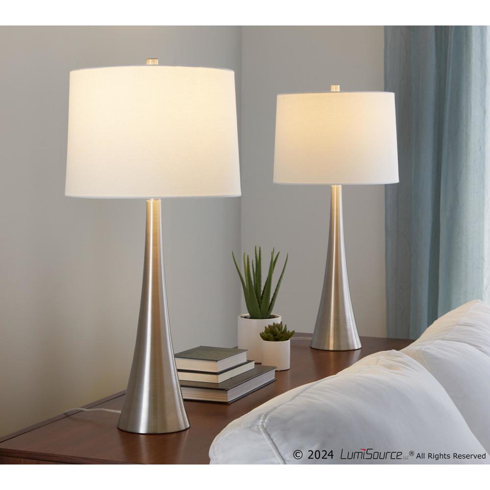 Brushed Nickel, White Linen Diana 29" Metal Table Lamp - Set of 2. Picture 5