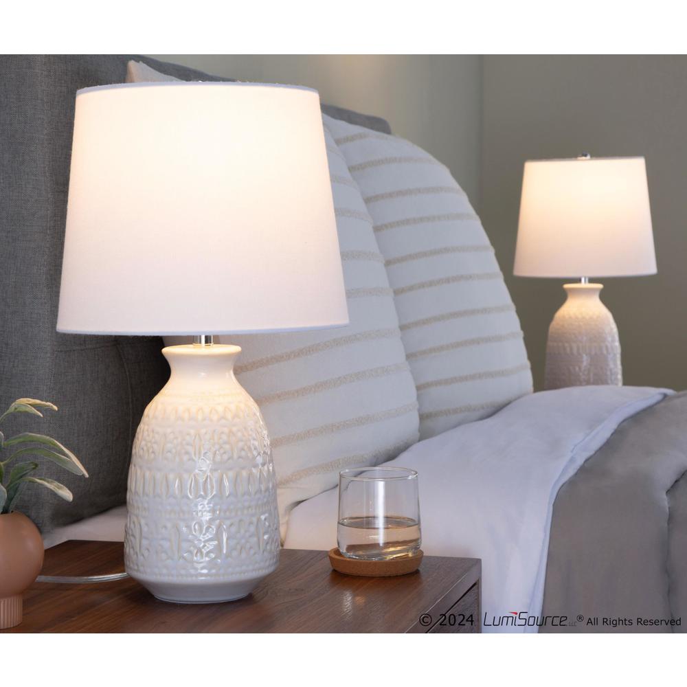 White Claudia 20" Ceramic Accent Lamp - Set of 2. Picture 5