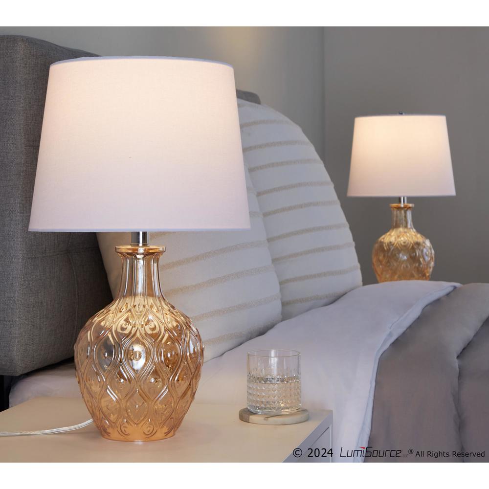 Beige Gloria Round 20" Glass Accent Lamp - Set of 2. Picture 6