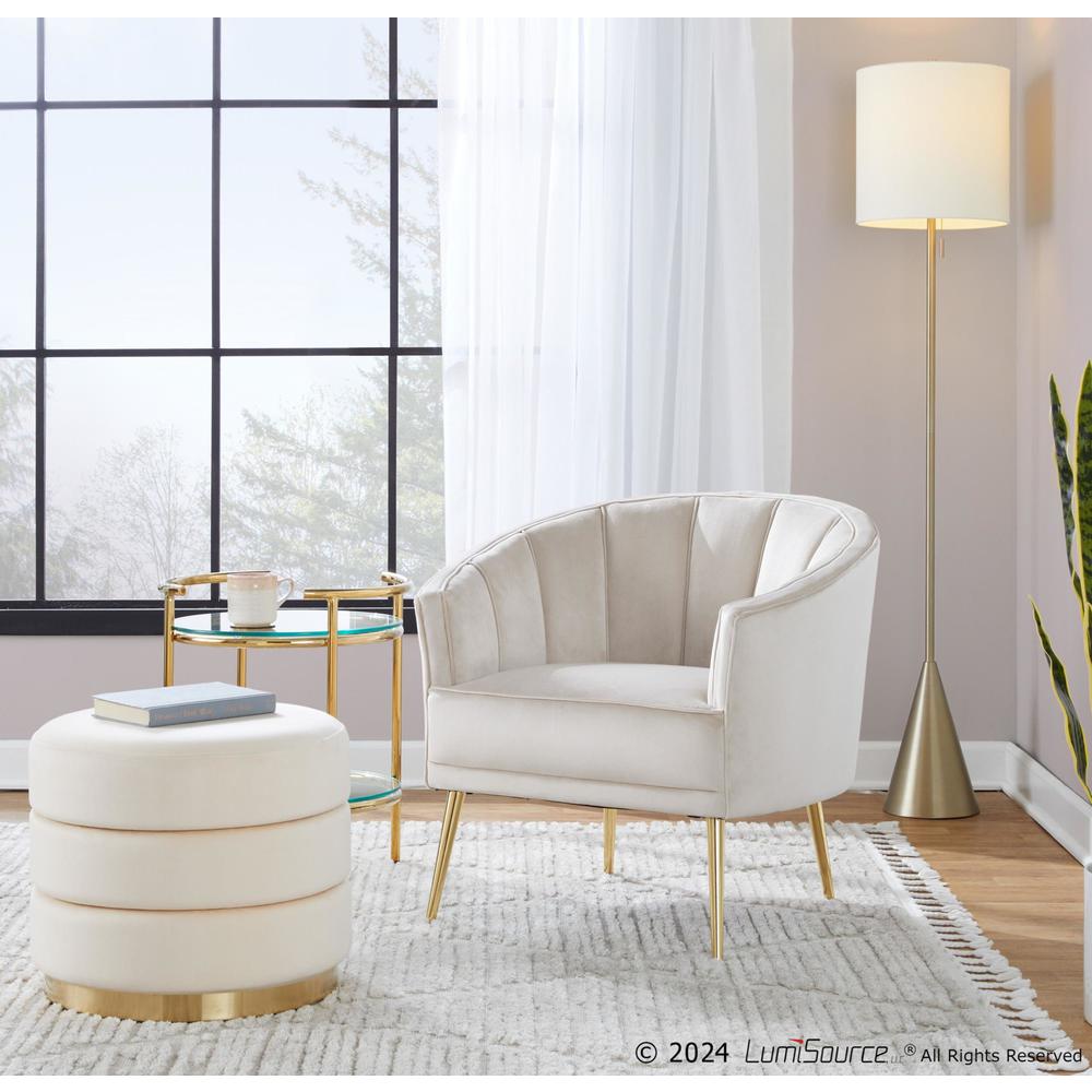 Gold Metal, White Linen Cone 64" Metal Floor Lamp. Picture 7