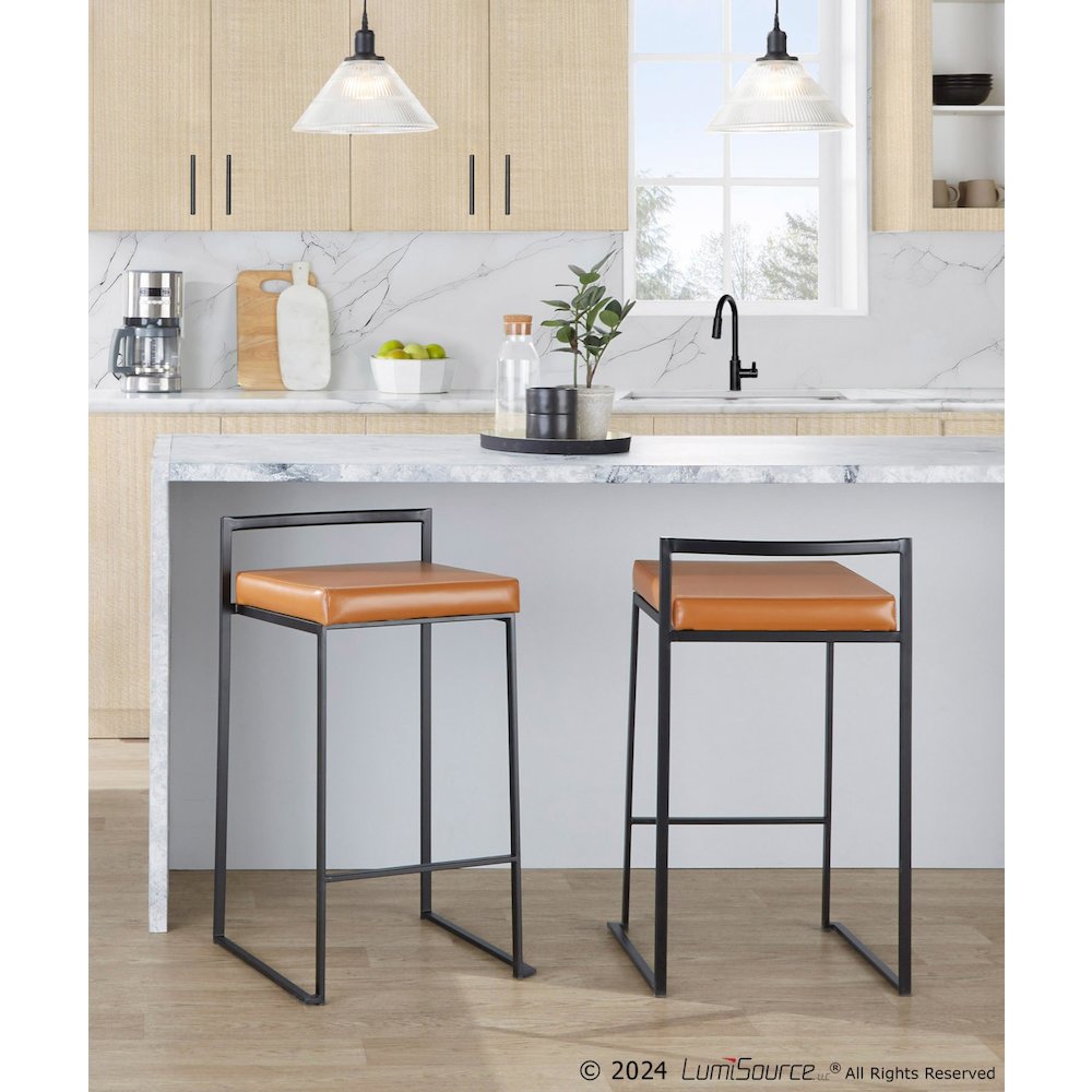 Fuji Stacker 26" Fixed-Height Counter Stool - Set of 3 in Black Metal. Picture 8