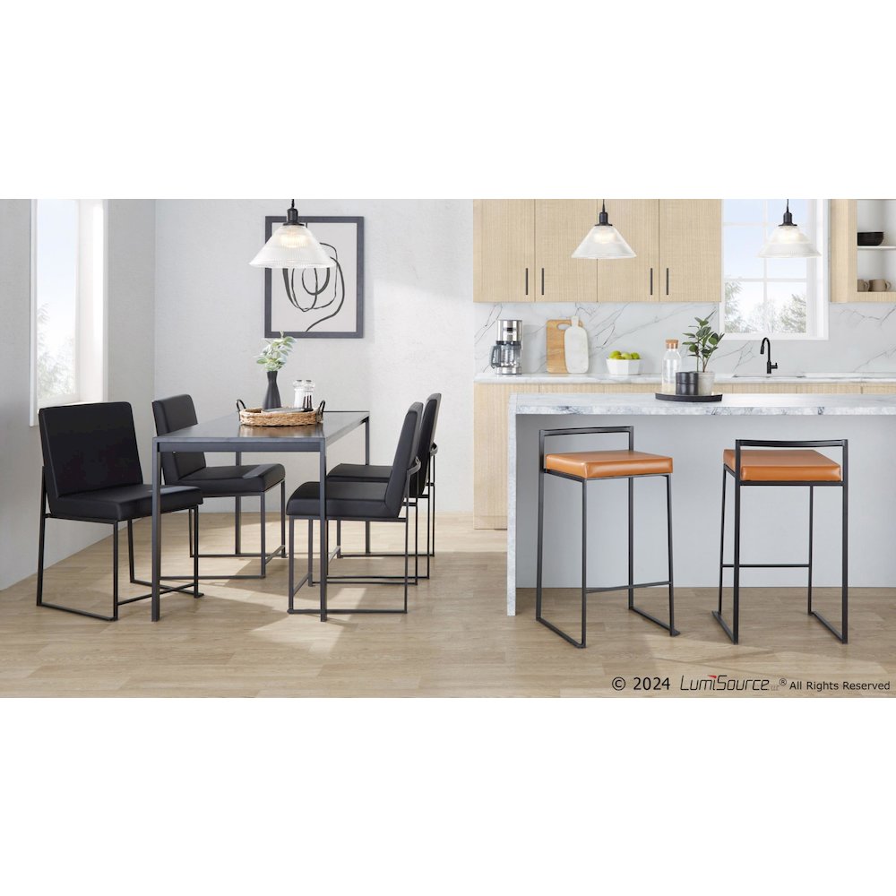 Fuji Stacker 26" Fixed-Height Counter Stool - Set of 3 in Black Metal. Picture 9