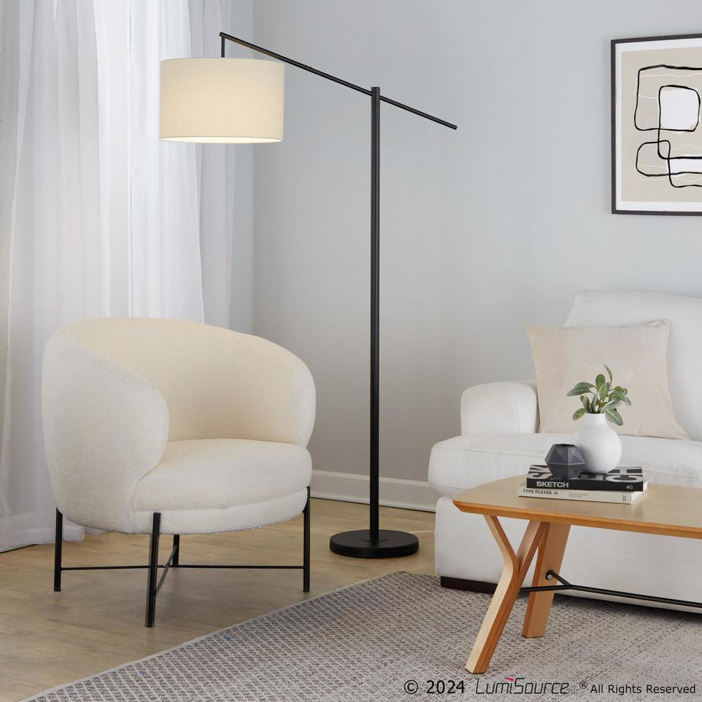 Matte Black Metal, Natural Linen Casper 69" Metal Floor Lamp. Picture 10