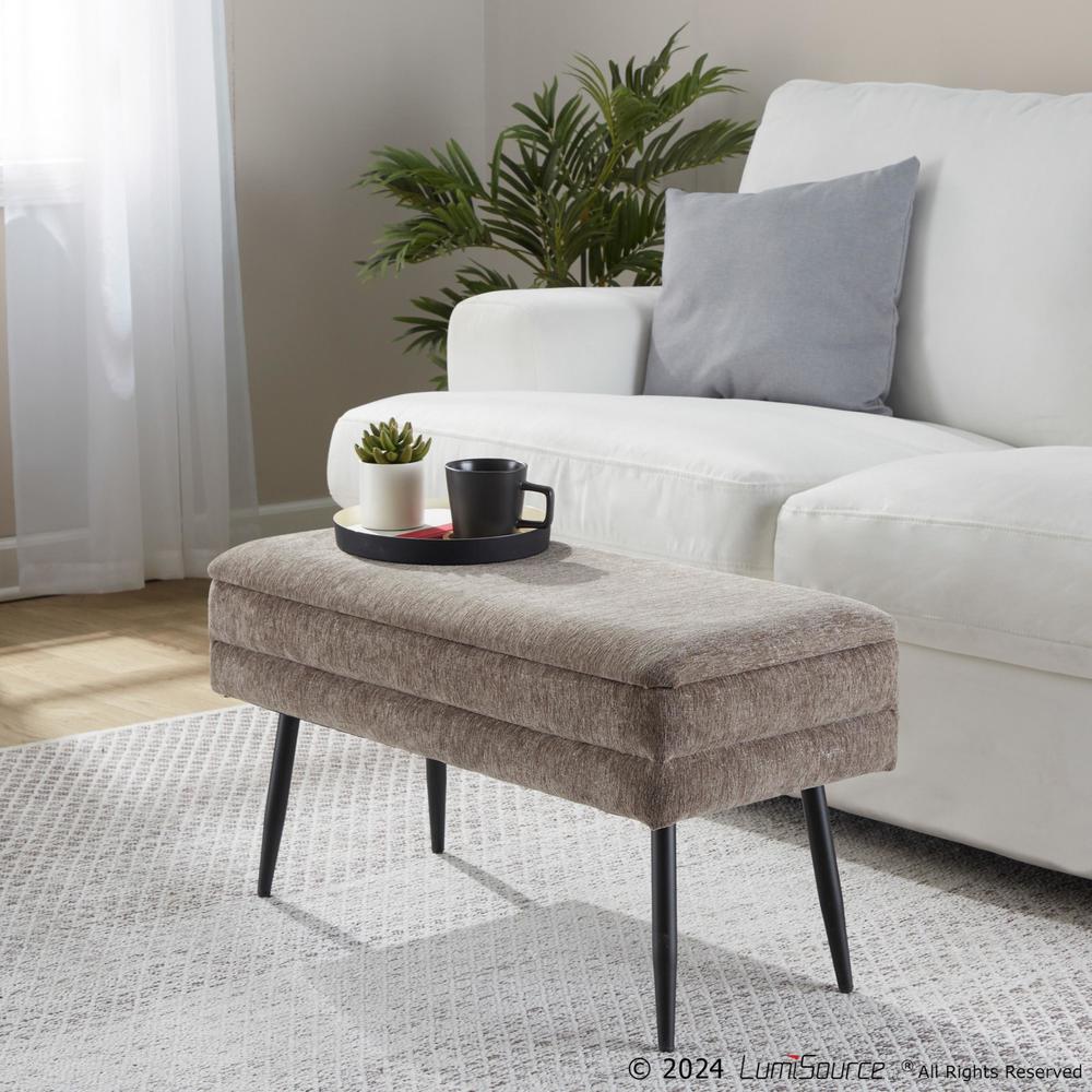 Black Metal, Brown Fabric Neapolitan Storage Bench. Picture 10