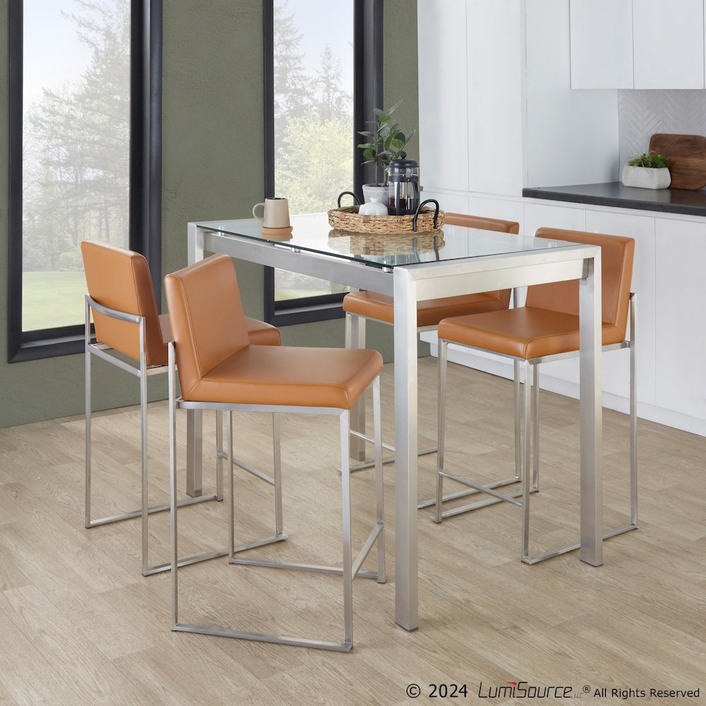 Fuji High Back 26" Fixed-Height Barstool - Set of 2. Picture 6