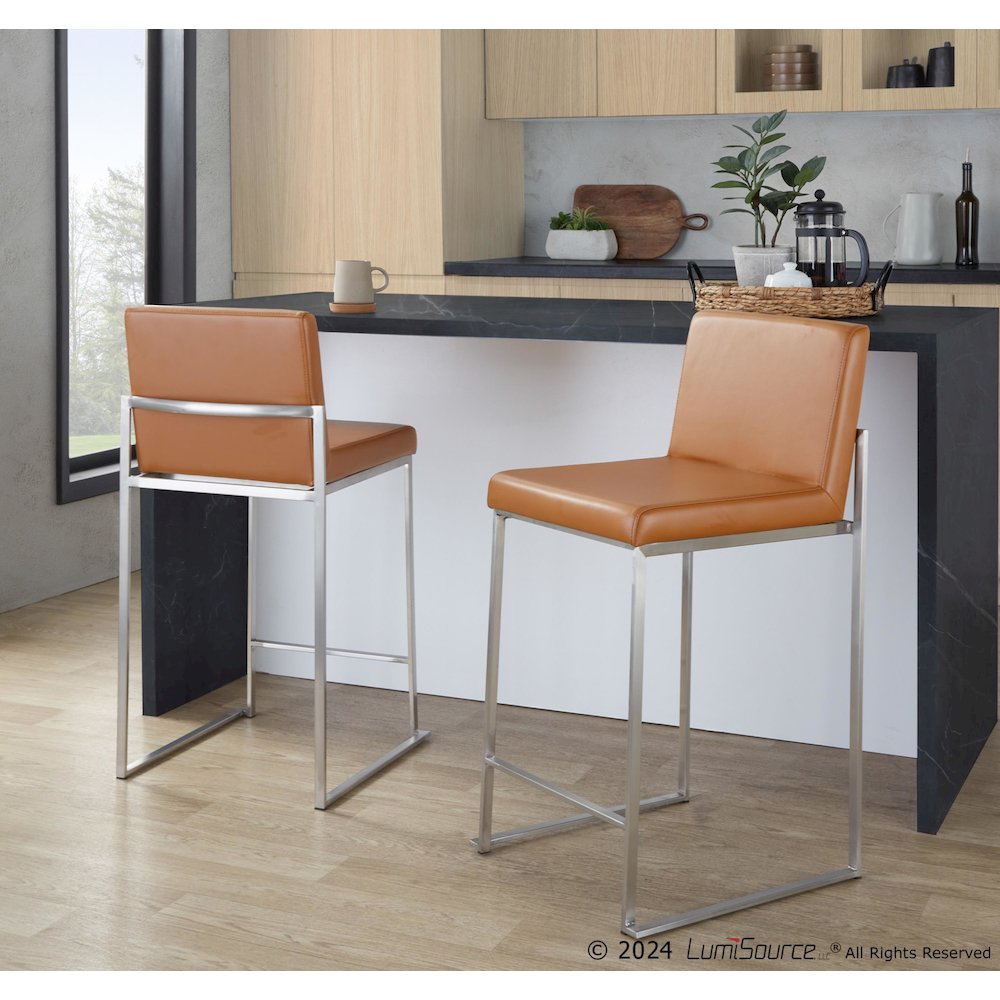 Fuji High Back 26" Fixed-Height Barstool - Set of 2. Picture 5
