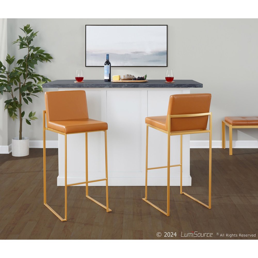 Fuji High Back 30" Fixed-Height Barstool - Set of 2. Picture 7