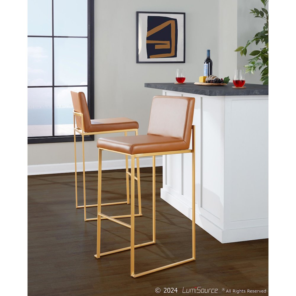 Fuji High Back 30" Fixed-Height Barstool - Set of 2. Picture 8