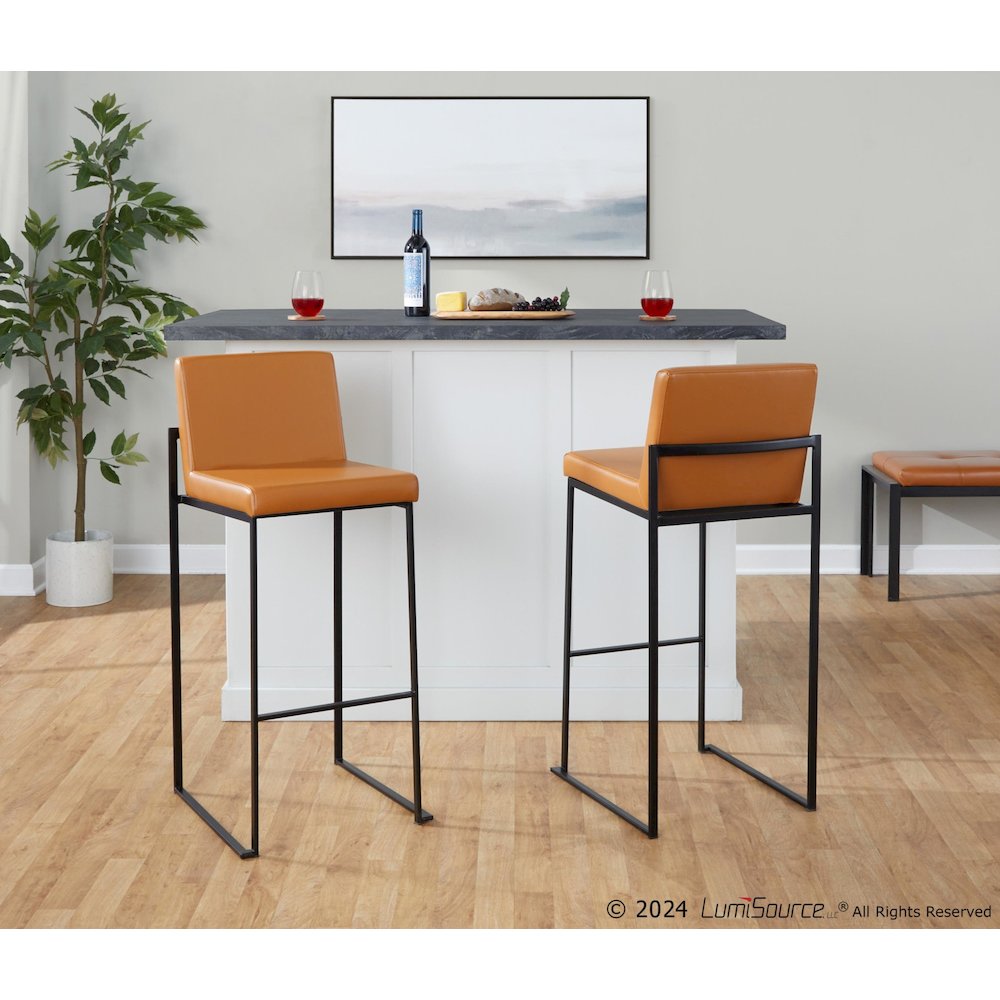 Fuji High Back 30" Fixed-Height Barstool - Set of 2. Picture 7