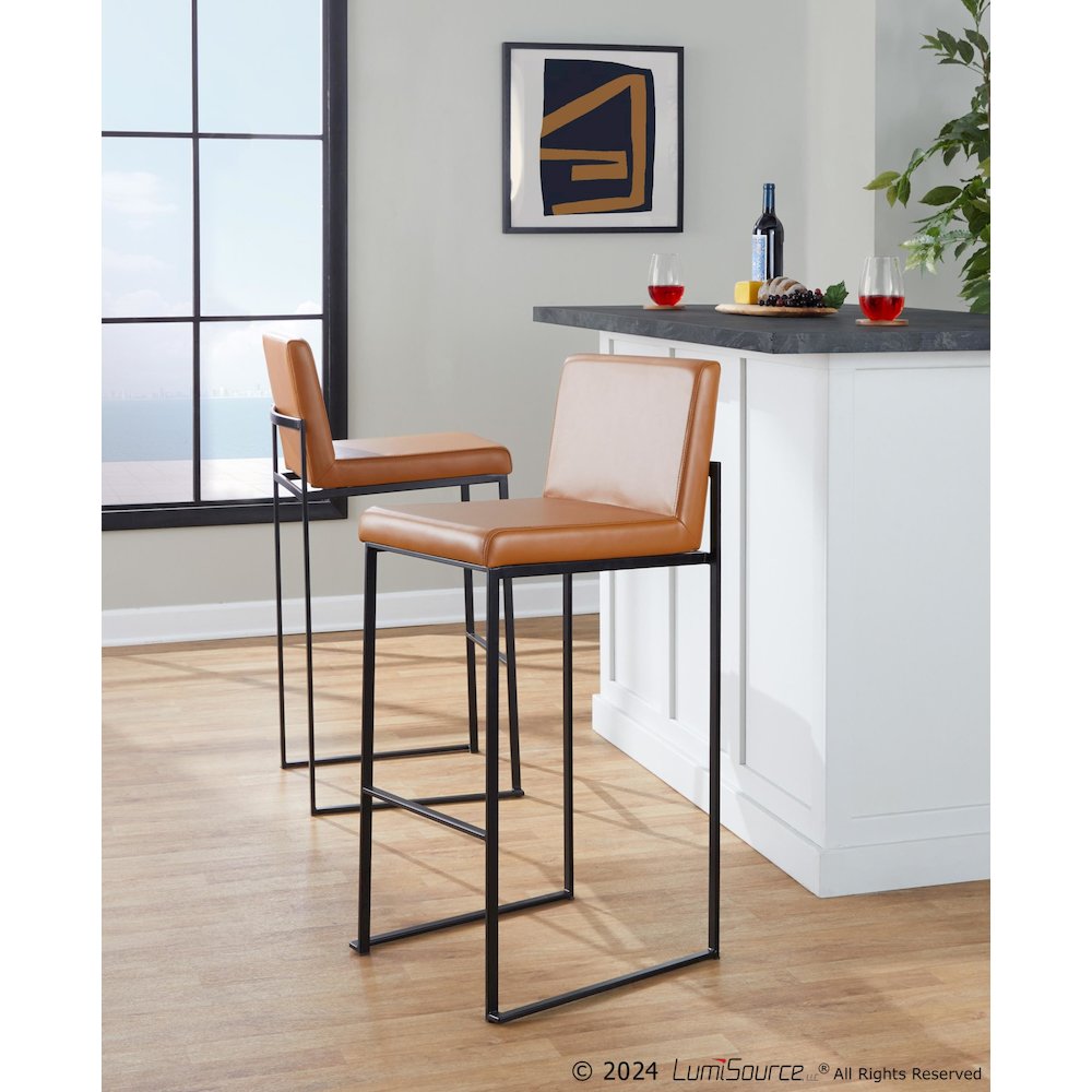 Fuji High Back 30" Fixed-Height Barstool - Set of 2. Picture 8
