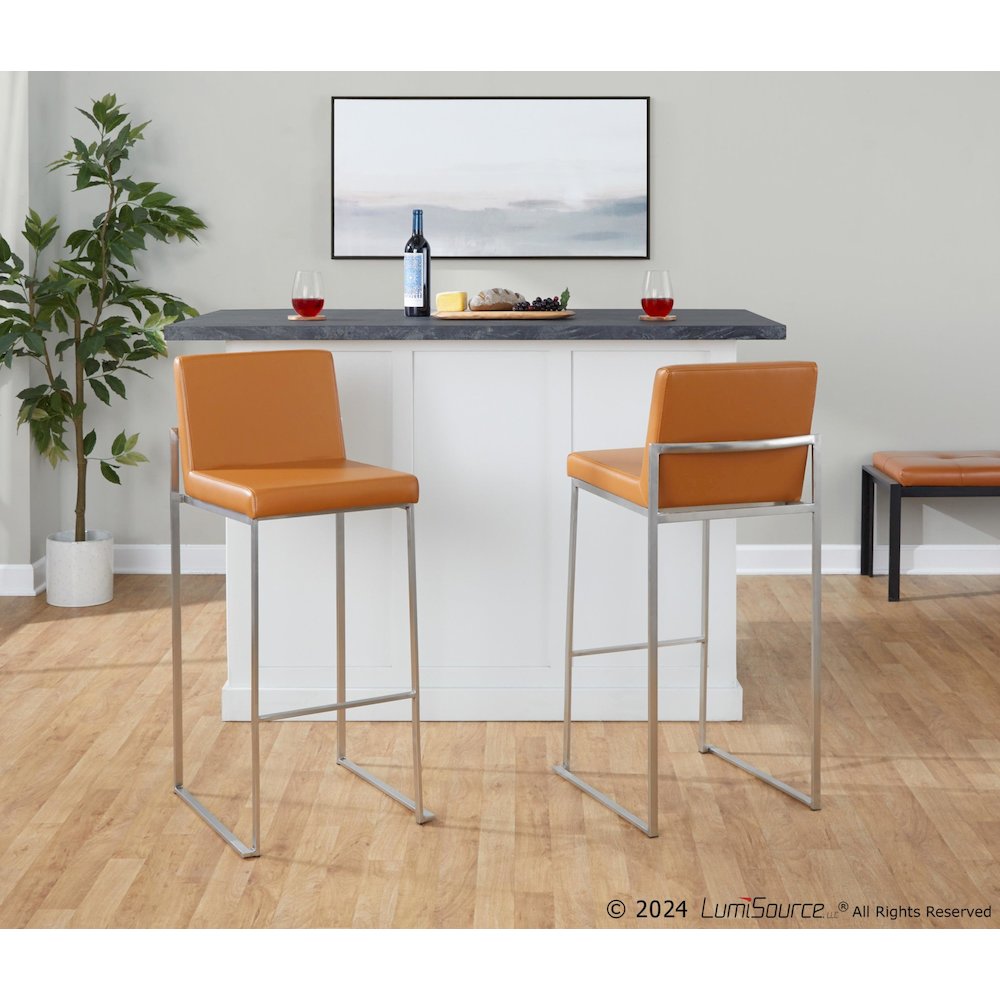 Fuji High Back 30" Fixed-Height Barstool - Set of 2. Picture 6