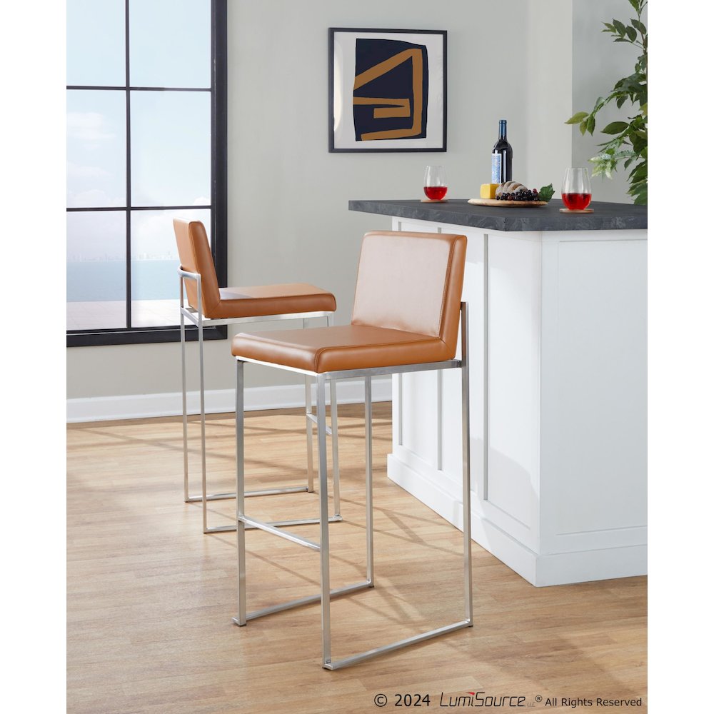 Fuji High Back 30" Fixed-Height Barstool - Set of 2. Picture 7