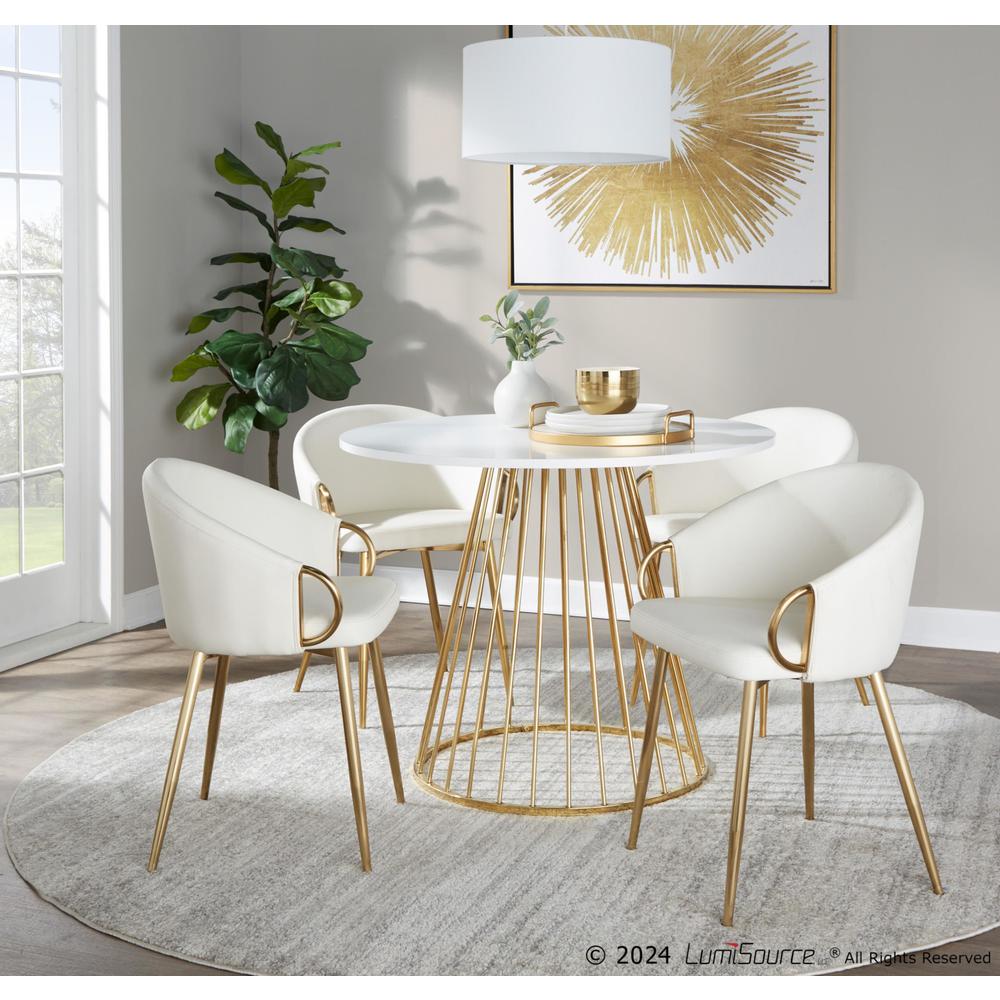 Gold Metal, White MDF Canary Cosmo Dining Table. Picture 4