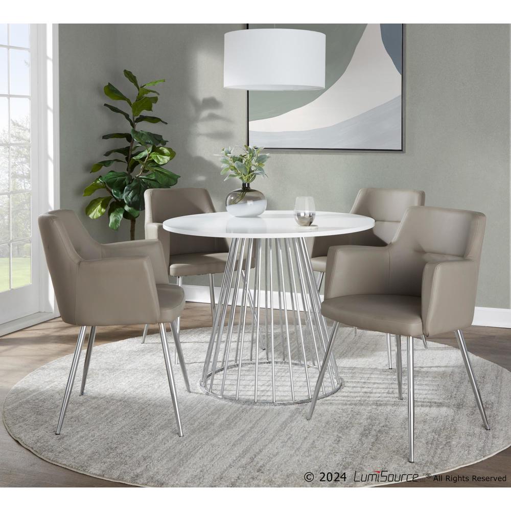 Silver Metal, White MDF Canary Cosmo Dining Table. Picture 4