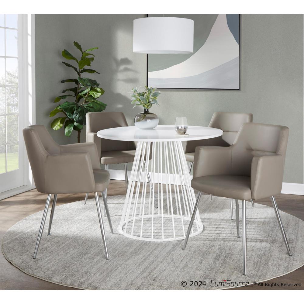 White Metal, White MDF Canary Cosmo Dining Table. Picture 4