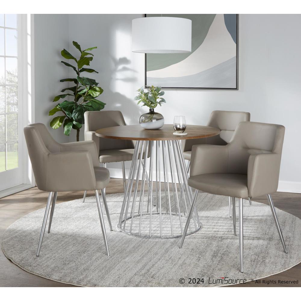 Silver Metal, Walnut Wood Canary Cosmo Dining Table. Picture 4