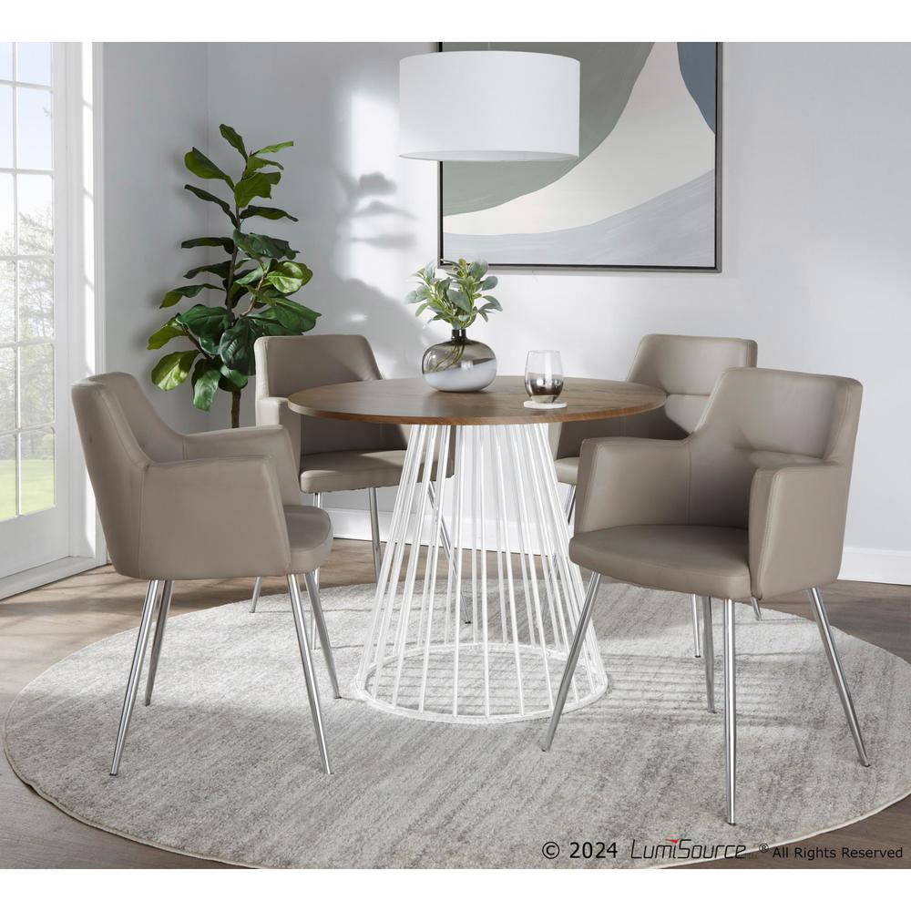 White Metal, Walnut Wood Canary Cosmo Dining Table. Picture 4