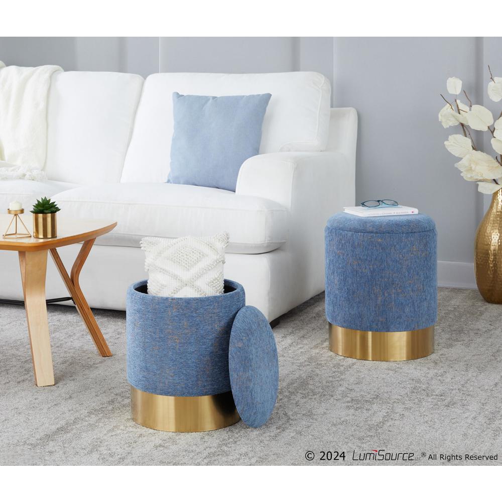 Blue Fabric Marla Nesting Ottoman Set. Picture 7