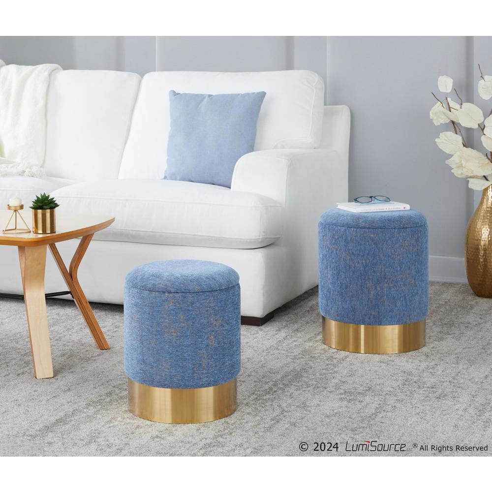 Blue Fabric Marla Nesting Ottoman Set. Picture 8