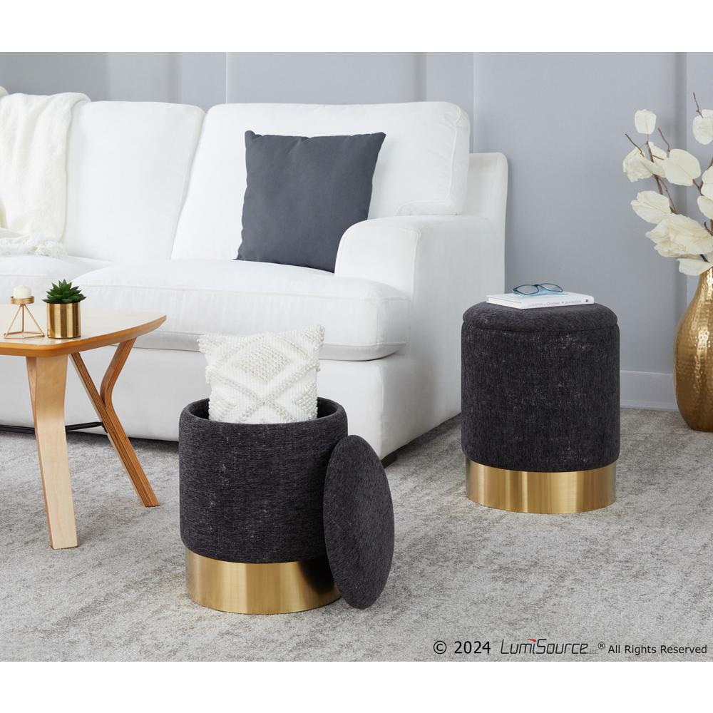 Black Fabric Marla Nesting Ottoman Set. Picture 7