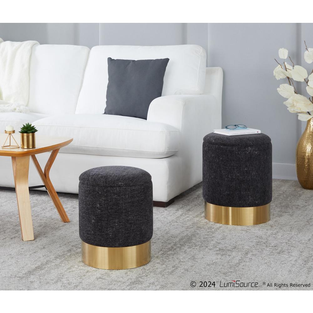 Black Fabric Marla Nesting Ottoman Set. Picture 8