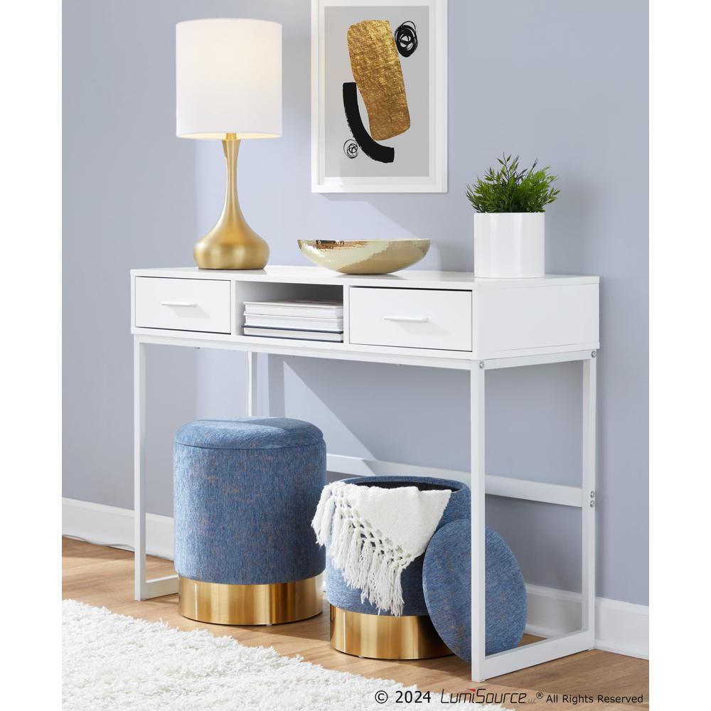 Blue Fabric Marla Nesting Ottoman Set. Picture 9