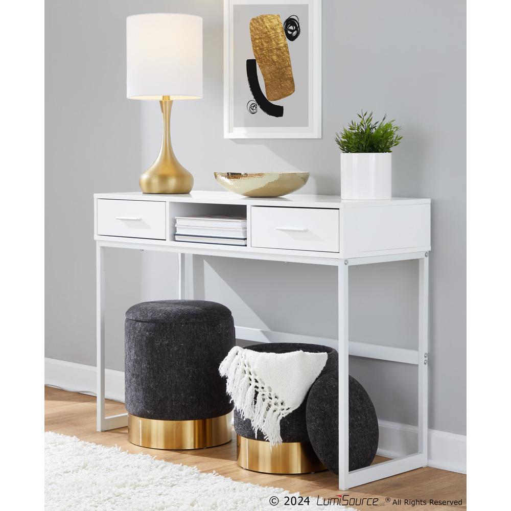Black Fabric Marla Nesting Ottoman Set. Picture 9