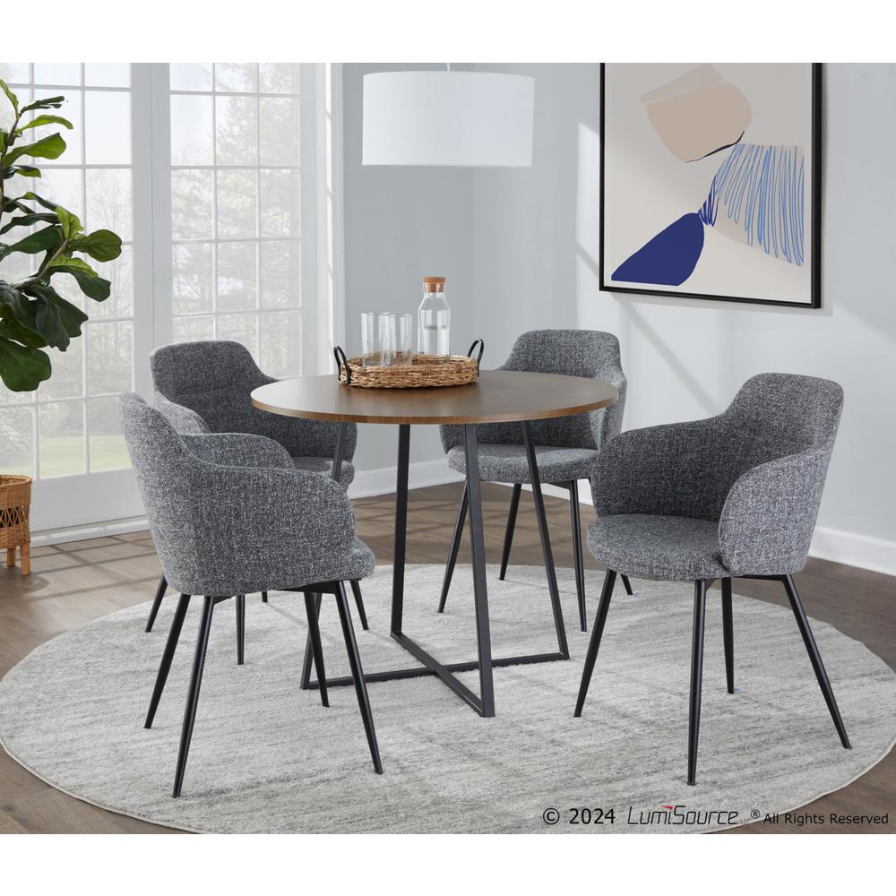 Black Metal, Walnut Wood Canary Cosmo Dining Table. Picture 5