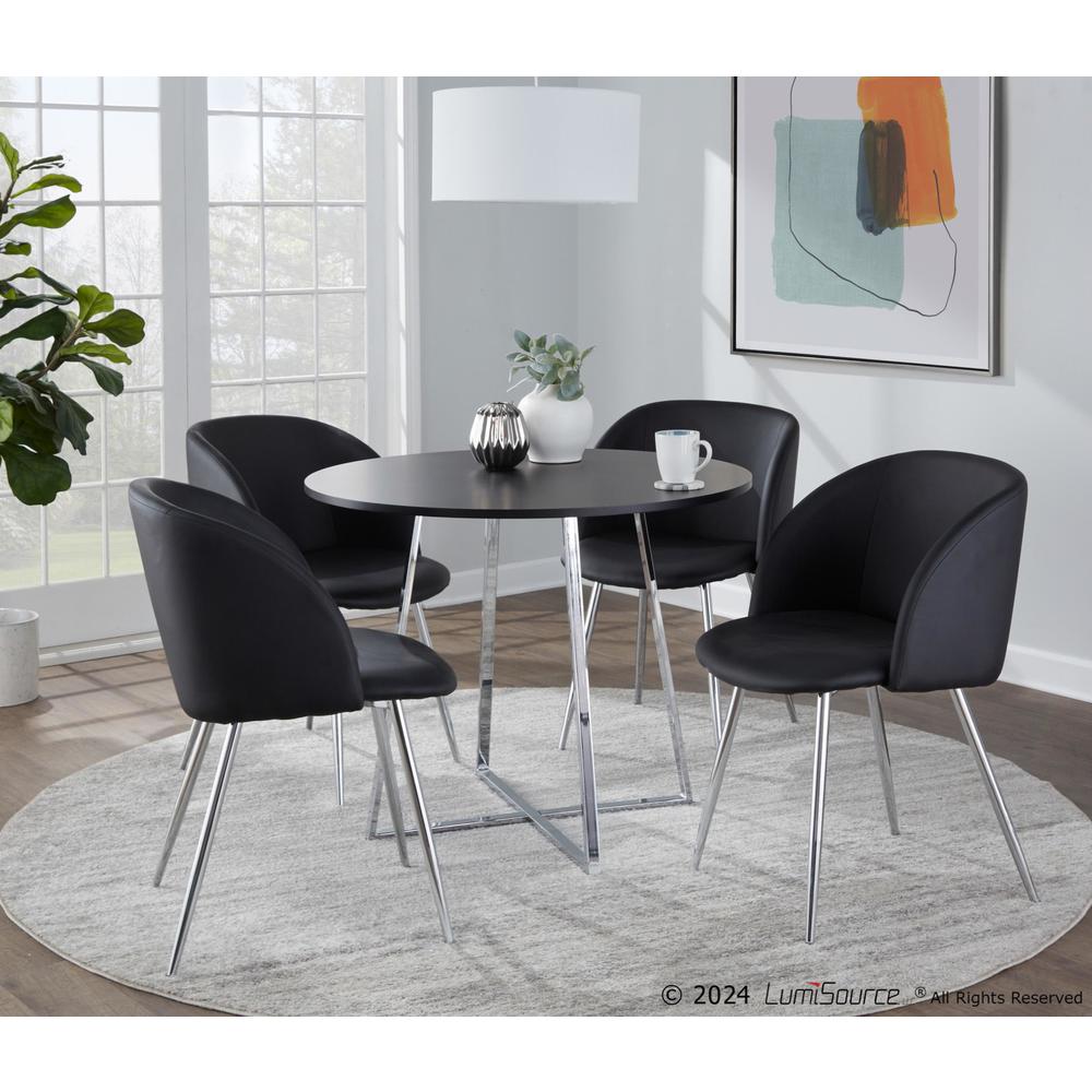 Chrome Metal, Black MDF Canary Cosmo Dining Table. Picture 5