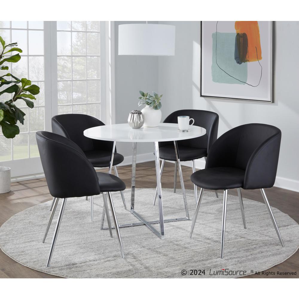 Chrome Metal, White MDF Canary Cosmo Dining Table. Picture 6