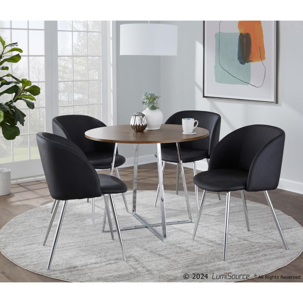Chrome Metal, Walnut Wood Canary Cosmo Dining Table. Picture 6