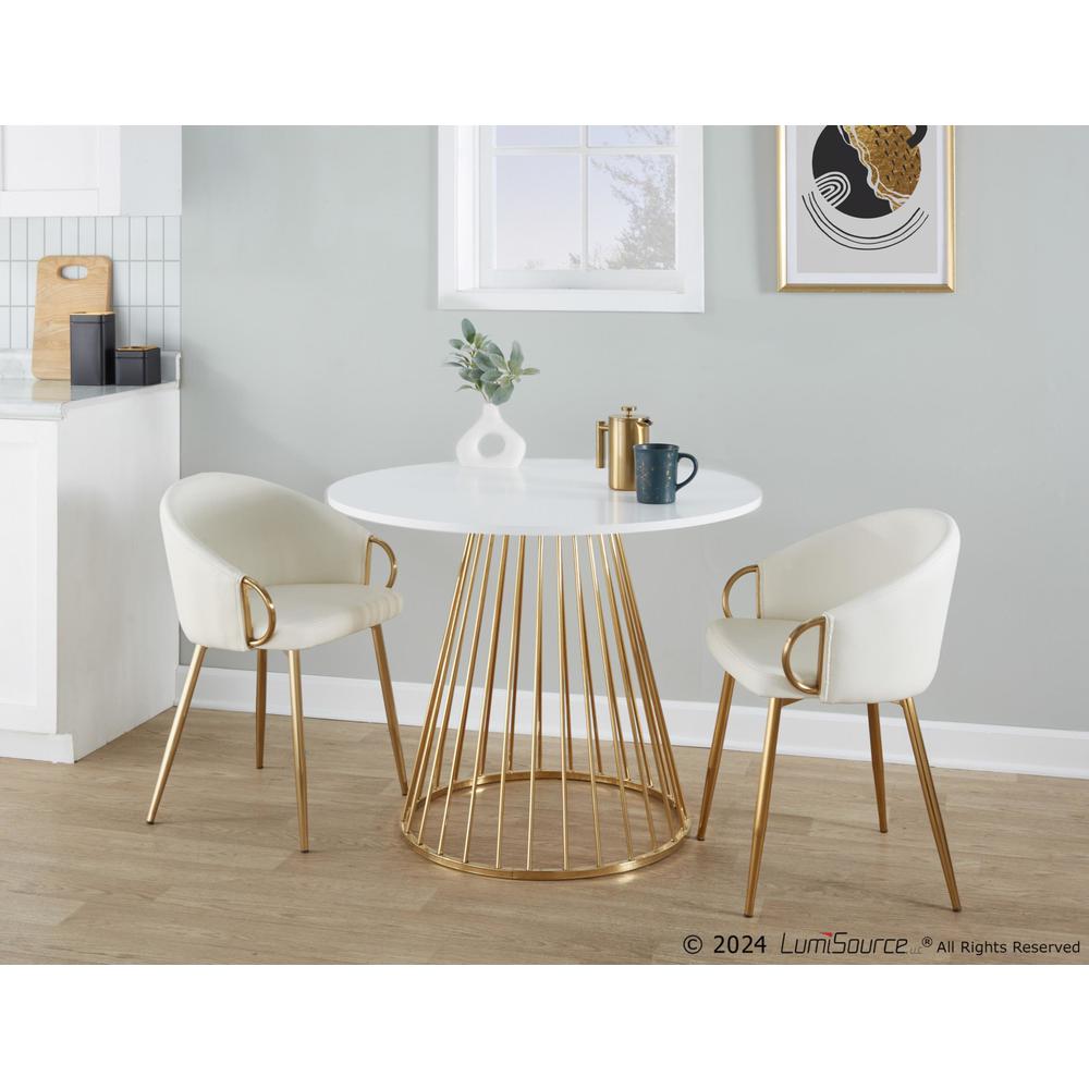 Gold Metal, White MDF Canary Cosmo Dining Table. Picture 5