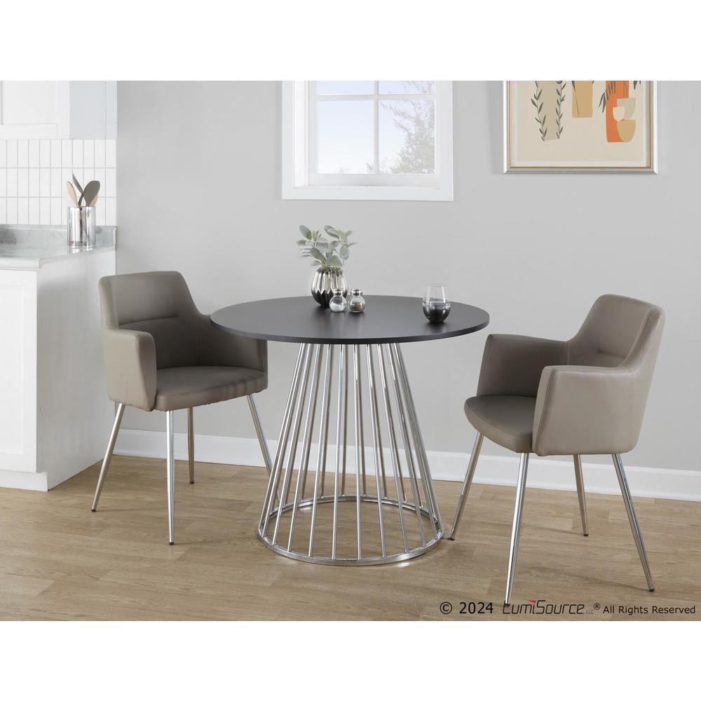 Silver Metal, Black MDF Canary Cosmo Dining Table. Picture 4