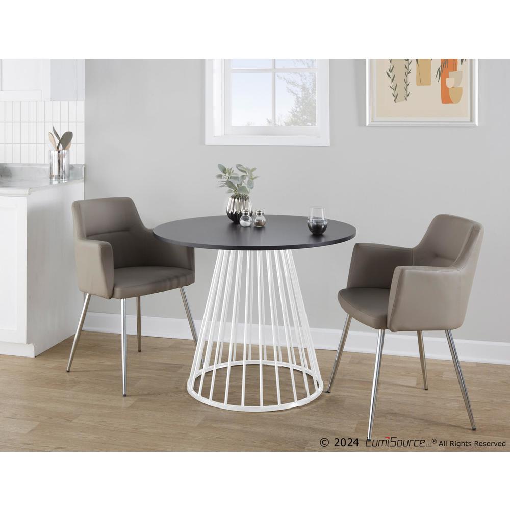 White Metal, Black MDF Canary Cosmo Dining Table. Picture 4