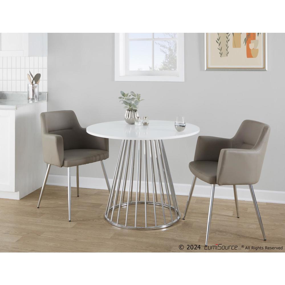 Silver Metal, White MDF Canary Cosmo Dining Table. Picture 5