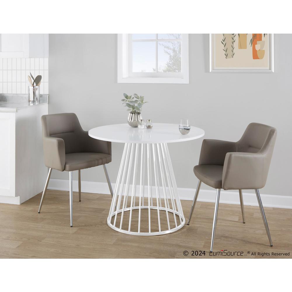 White Metal, White MDF Canary Cosmo Dining Table. Picture 5