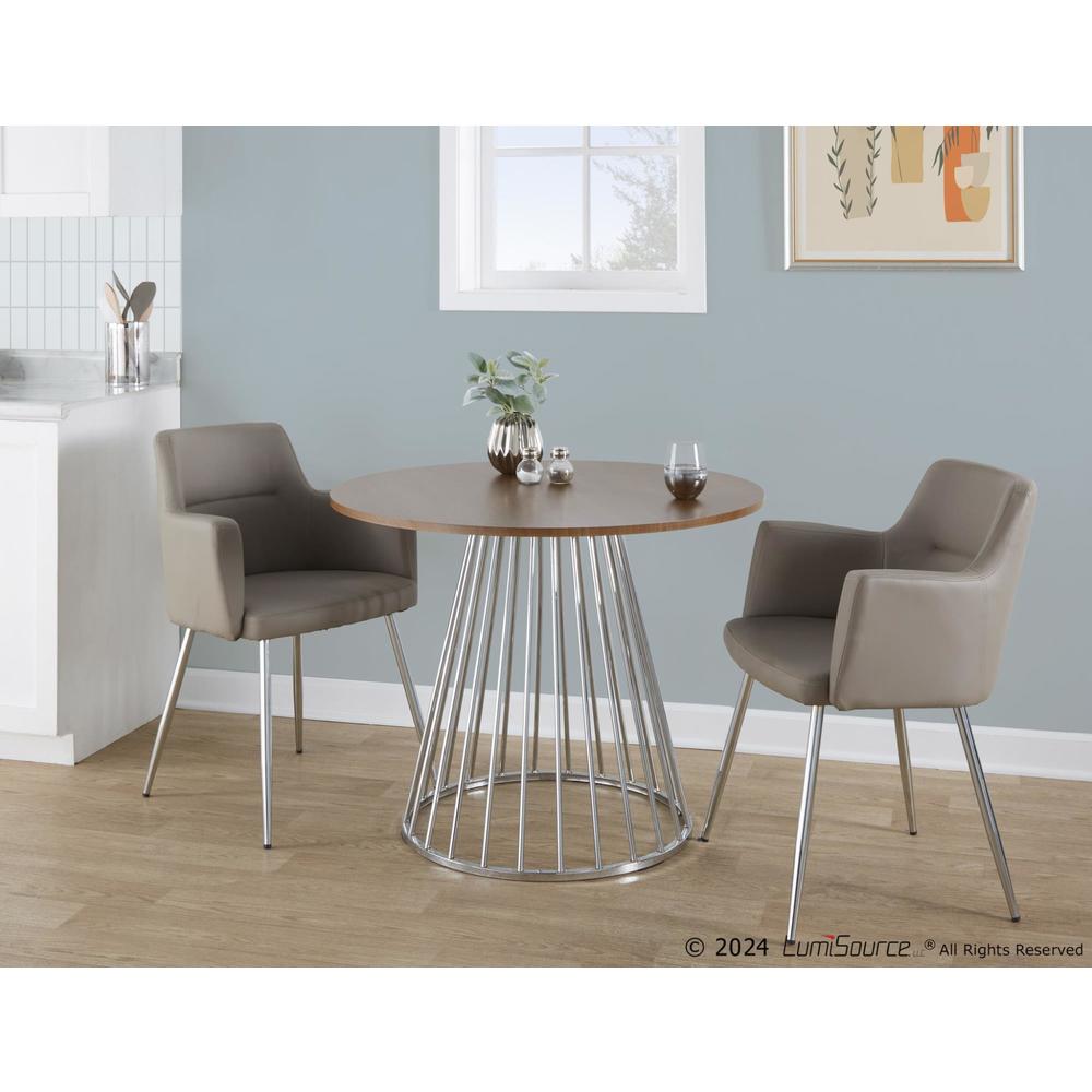 Silver Metal, Walnut Wood Canary Cosmo Dining Table. Picture 5