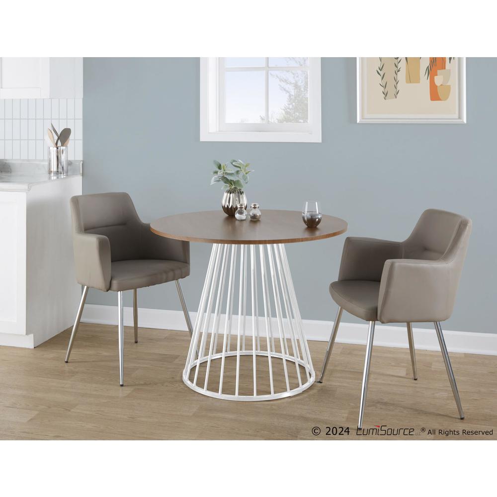 White Metal, Walnut Wood Canary Cosmo Dining Table. Picture 5