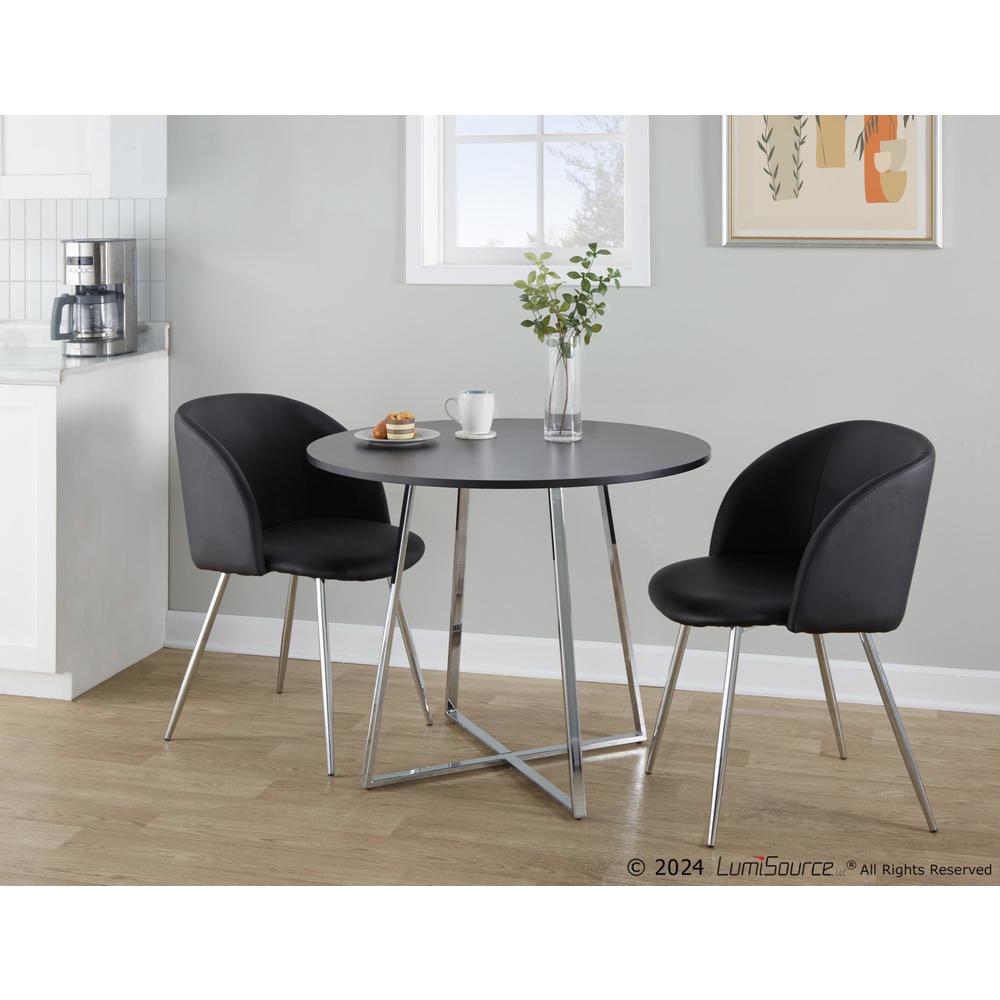 Chrome Metal, Black MDF Canary Cosmo Dining Table. Picture 6