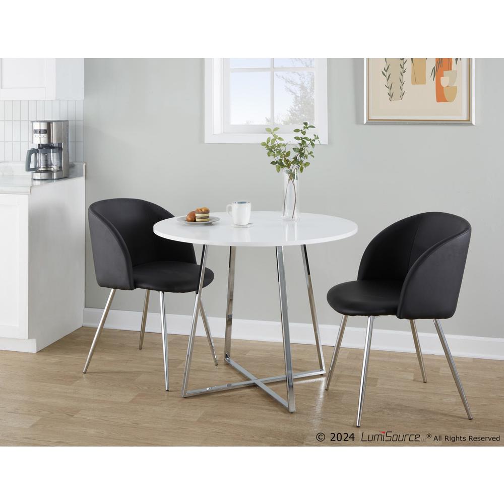 Chrome Metal, White MDF Canary Cosmo Dining Table. Picture 5
