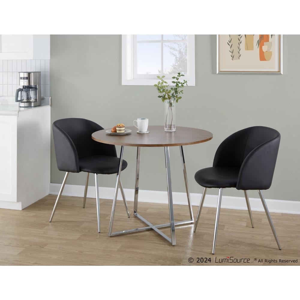 Chrome Metal, Walnut Wood Canary Cosmo Dining Table. Picture 5