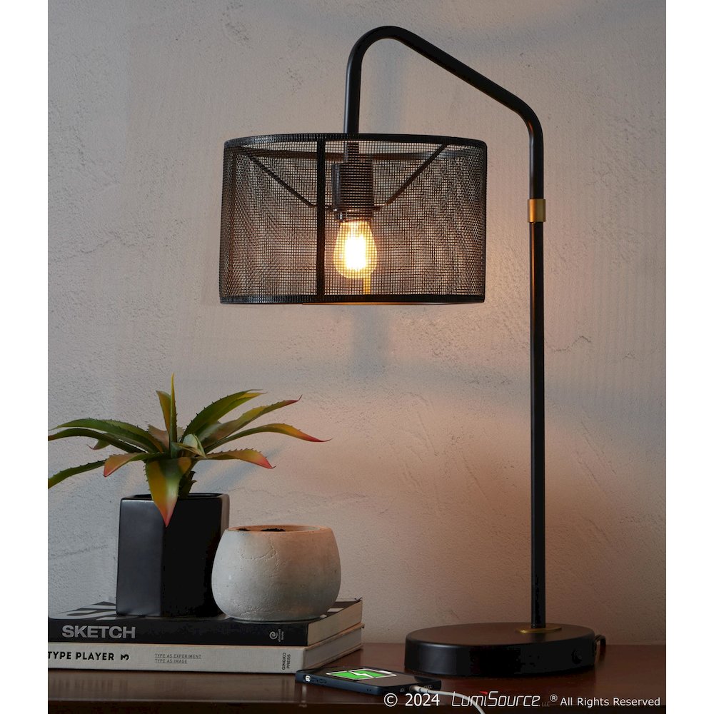 Mod Mesh 27" Metal Task Lamp with USB - Set of 2. Picture 9