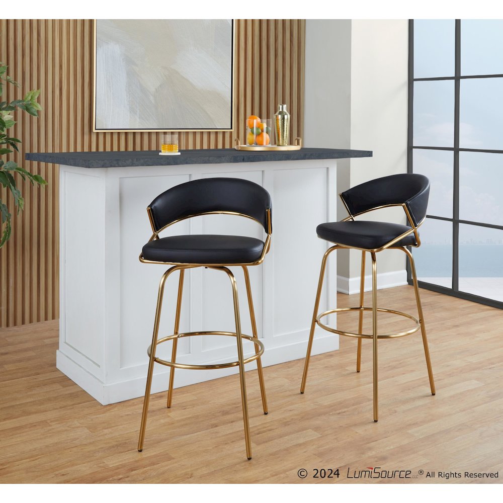 Jie 30" Fixed-Height Barstool - Set of 2. Picture 7